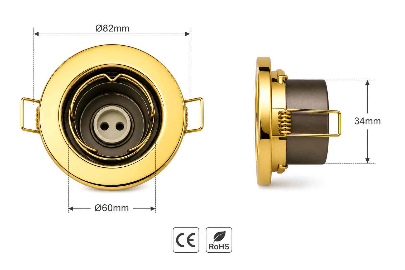 ARGUS CT-2114-G zlaté rozměry 34mm Ø82mm certifikace CE RoHS